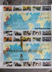 USPS #2981 WWII 1945: VICTORY AT LAST 20 Stamps. 32 Cent Stamps. WWII Collector - Picture 1 of 2