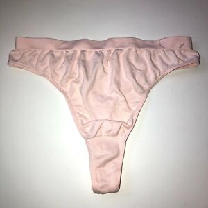 Vintage Hi Cut Thong Size Medium Peachy Pink Microfiber Nylon Spandex Blend NWOT