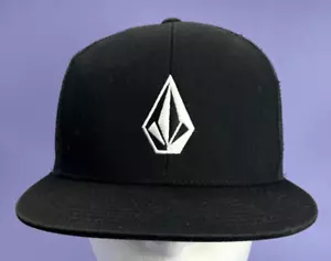 Volcom Snapback Trucker Hat Black Mesh Cap Embroidered Logo - Picture 1 of 6