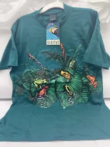 T-shirt vintage anni 90 Habitat Rainforest Frogs due lati punto singolo - grande 23x27” - Foto 1 di 5