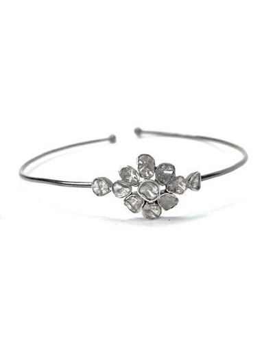 Bracciale Polki Diamanti Taglio Rosa Argento Sterling 925 Braccialetto Regalo San Valentino