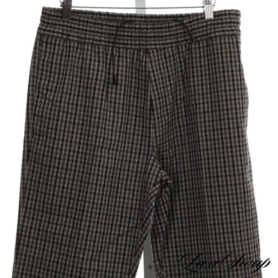 LNWOT Acne Studios Green Brown Multi Gun Check Tweed Drawstring Unlined Pants 50 - Image 1 of 4