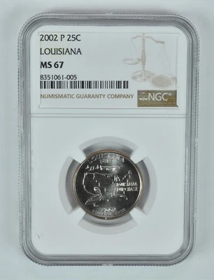2002-P Washington State Quarter Louisiana MS67 NGC Brown Label - Image 1 of 4
