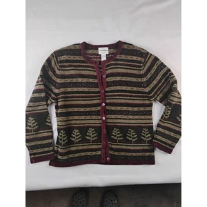 Christopher & Banks Strickjacke Pullover gestreift Baummuster braun rot oliv - Bild 1 von 2