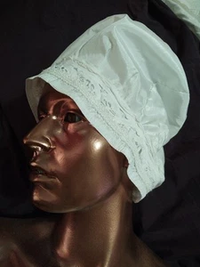 Night Cap Crochet Lace Trim Flapper Boudoir Dust Hat Bonnet - Picture 1 of 6