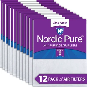 Nordic Pure 16x25x 1/2 Half Inch Ring Panel MERV 8 Furnace Air Filters 12 Pack - Picture 1 of 6