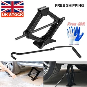 1 Ton Tonne Scissor Jack Lift Wind Up for Car Van Garage w/Crank Speed Handle UK - Picture 1 of 15