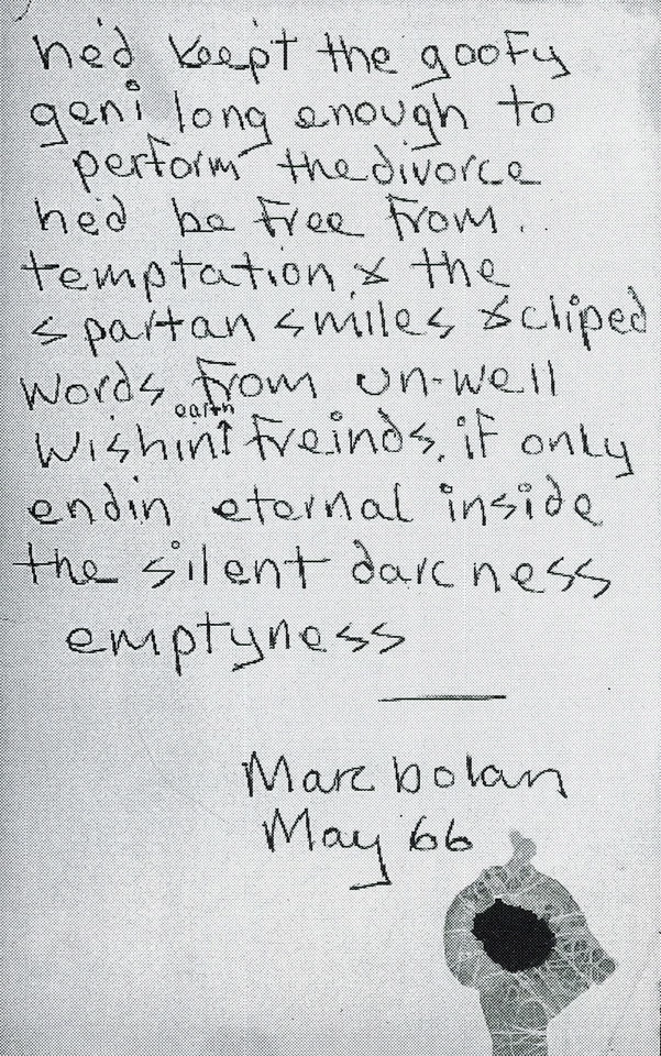 MARC BOLAN Signed Note - Pop / Rock Musician - Glam Rock T. REX - 6"x4" reprint - Image 1 of 1