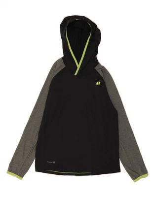 RUSSELL ATHLETIC Boys Hoodie Jumper 14-15 Years XL Black Colourblock GL13 - Image 1 of 3