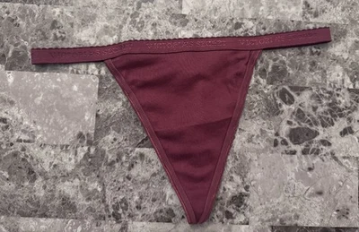 NUEVO SIN ETIQUETAS BRAGAS VICTORIA'S SECRET MEDIO GRANATE 100% ALGODÓN VINTAGE RARAS CADENA EN V Foto 1 de 4