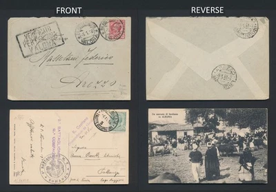 1916-1918 ITALY FORCES ALBANIA COVER & POSTCARD, RARE VALONA CENSOR & TRUPPE PMK - Image 1 of 4