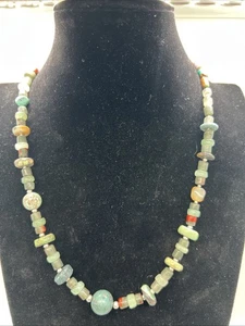 Vintage Navajo Artisan Turquoise Beaded Sterling Necklace 20” - Picture 1 of 9