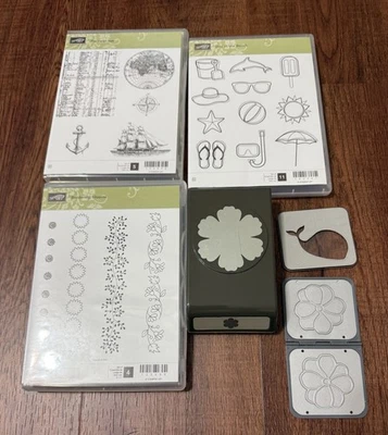 Lote de vacaciones conjuntos de estampillas florales de delfines de mar abierto día en la playa Foto 1 de 4