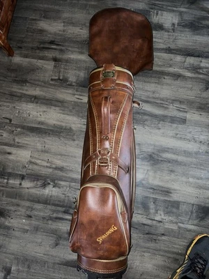 Carro de golf Spalding profesional vintage hecho a mano Spalding bolsa de golf marrón Foto 1 de 4