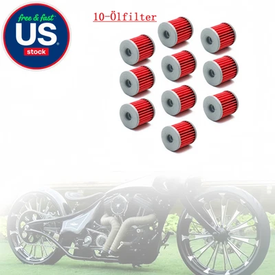 For Kawasaki KX250F 2004-2018 KX450F 2016-2020 Red Oil Filter 10 Pack - Image 1 of 4