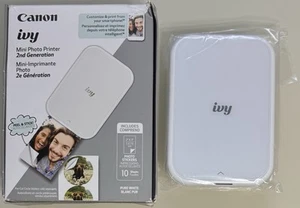 canon ivy mini white photo printer 2nd gen + 10 zink paper NEW in IMPERFECT BOX - Picture 1 of 12