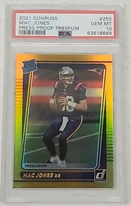 2021 Donruss Mac Jones Rated Rookie RC 255 Press Proof Premium Holo Gold PSA 10 - Picture 1 of 8