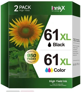 Innkx 2PK Ink cartridge for HP 61XL 61 XL for Envy 4500 5530 2540 1056 4630 2620 - Picture 1 of 10