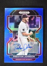 2022 Prizm Draft Picks Baseball Base Auto Blue #PDP197 Preston Johnson /99