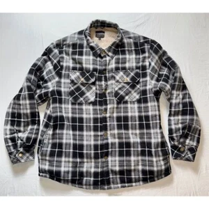 Shacket Sage Men's M Black Plaid Sherpa Lined Flannel Jacket Casual cabincore - Picture 1 of 12