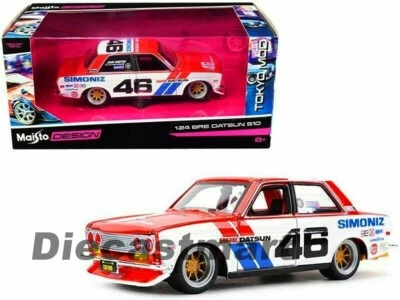 Maisto 1:24 BRE Datsun 510 #46 Red/White Tokyo Mod 32532 Diecast Model Car New - Image 1 of 4