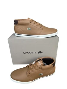 LACOSTE AMPTHILL 118 2 CAM Leather Mid Top Brown/Off White Men's Sneaker Boot - Picture 1 of 5