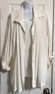 Maggie Barnes 2fer Bluse Übergröße 2X 22/24W creme Seitentaschen Krempelriegelärmel - Bild 1 von 15