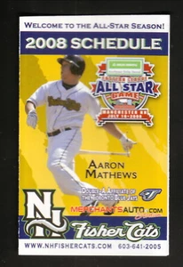New Hampshire Fisher Cats 2008 Pocket Schedule WGIR Blue Jays Affiliate Eastern - Picture 1 of 2