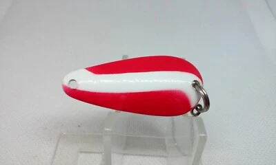 Vintage Red & White/Chrome back 1 7/8" Wobble Wiggler Spoon 3/8oz Fishing Lure - Image 1 of 4