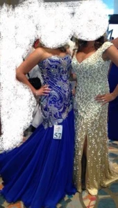 Royal Blue Mermaid Studded Dress - Picture 1 of 1