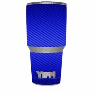 Skin Decal for Yeti 30 oz Rambler Tumbler / Blue Carbon Fiber graphite - Picture 1 of 1