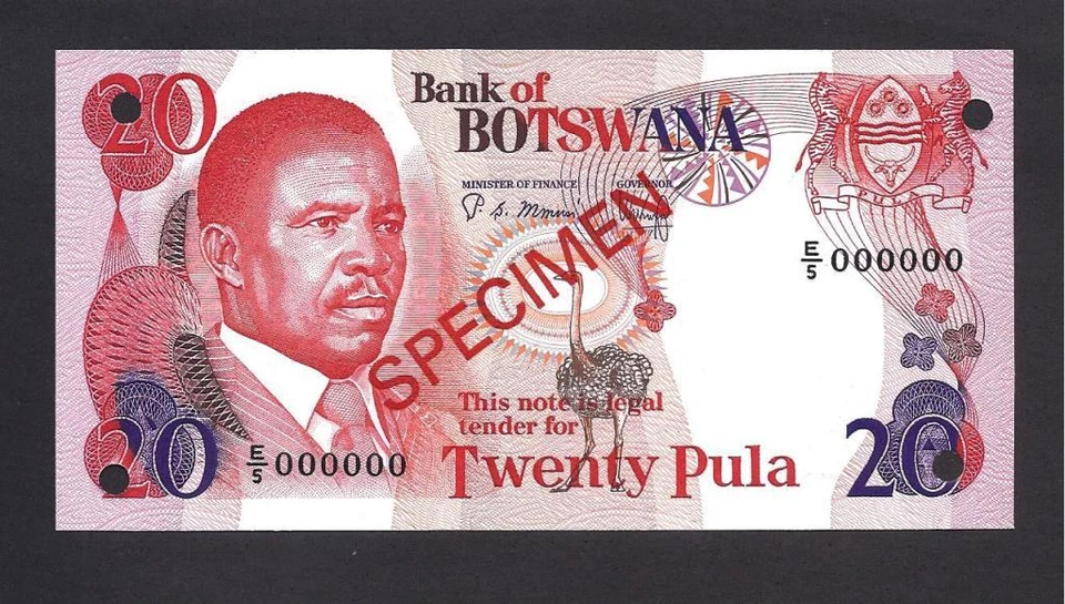 Botsuana p-10, UNC, 20 Pula, 1982, ¡ESPECIMEN!! Foto 1 de 1