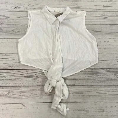 Camiseta sin mangas Skin Anthropologie blanca nudo corto frente abierto para mujer talla XL NUEVA Foto 1 de 4