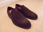 New Mens Handmade Brown Suede Leather Penny Slip On Loafer Shoes Leather Sole