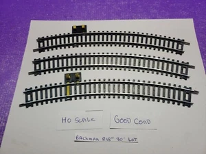 USED ASSORTED Vintage  Track Black HO Scale Lot of 3 Curves R. 18" 30 Degrees - Picture 1 of 4
