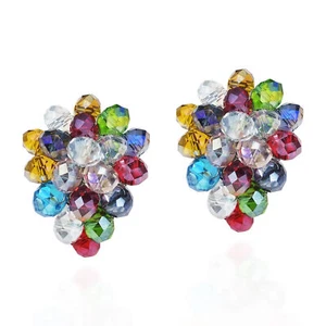 Pendientes con clip notables cristales tropicales multicolores - Imagen 1 de 5