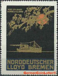 Reklamemarke NORDDEUTSCHER LLOYD BREMEN, Vers les Indes la Chine et.... (#26053) - Bild 1 von 1