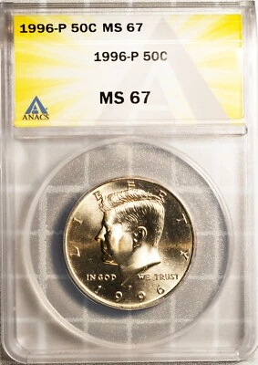 1996-P 50c Clad John F Kennedy Half MS 67 ANACS # 7351410 + Bonus - Image 1 of 2