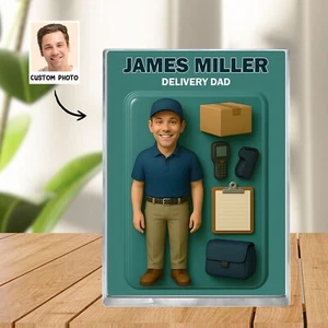 Delivery Dad Gift - Custom Photo Figurine - Everyday Hero Block - Father's Day - Picture 1 of 4