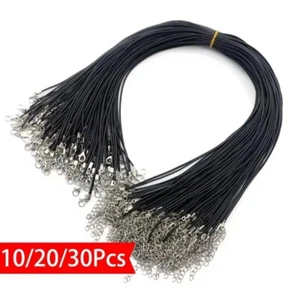 10/20/30Pcs 45cm Black Leather Braided Rope Necklaces with Extender Chain - Picture 1 of 9