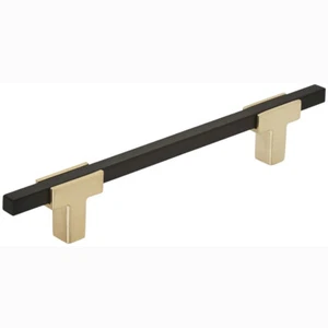 Amerock Urbanite 5-1/16 Zoll Center to Center Bar Cabinet Pull Gold / Matt Black - Bild 1 von 4