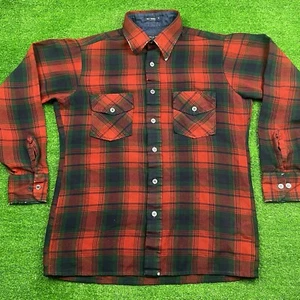 Vintage Men's Winterweights by 1990's Van Heusen Plaid Flannel Red Black, Size M - Picture 1 of 13