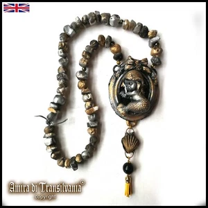 siren pendant shell necklace woman fine jewelry vintage antique style art deco - Picture 1 of 24