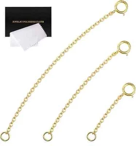 Gold Necklace Extenders 14K Gold Plated Extender Chain 925 Sterling Silver Exten - Picture 1 of 5