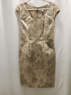 Vestido Chetta B tamanho 6 Sherrie Bloom Peter Noviello dourado floral evento de casamento - Imagem 1 de 4