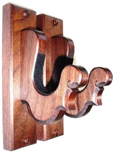 Perchas de madera de nogal francés para pistola de montaje en pared - Rifle escopeta de doble cañón   - Imagen 1 de 1