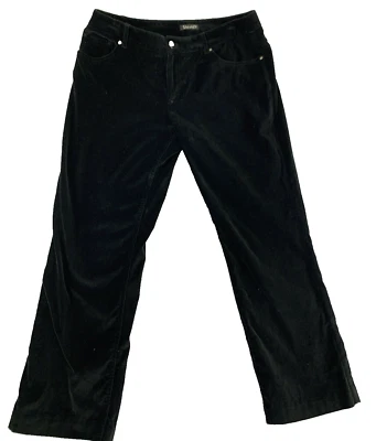 Tahari Women's Sze 8 Pants Black Velvet Velour Mid Rise Straight Leg Pockets Zip - Image 1 of 4