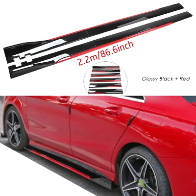 2.2 m/86.6inches Side Skirt Extension Glossy Black Red Line For Toyota Venza Foto 1 de 4