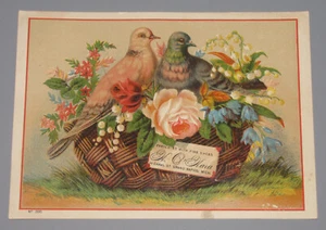 VINTAGE VICTORIAN TRADE CARD GRAND RAPIDS MICH O'HARA FINE SHOES MOURNING DOVES - Picture 1 of 2