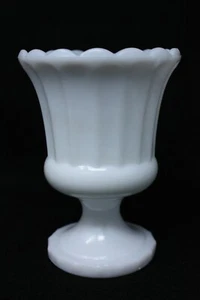 Indiana Glass Milk Glass Vase Urn Compote with Round Pedestal Foot Paneled Sides - Picture 1 of 8